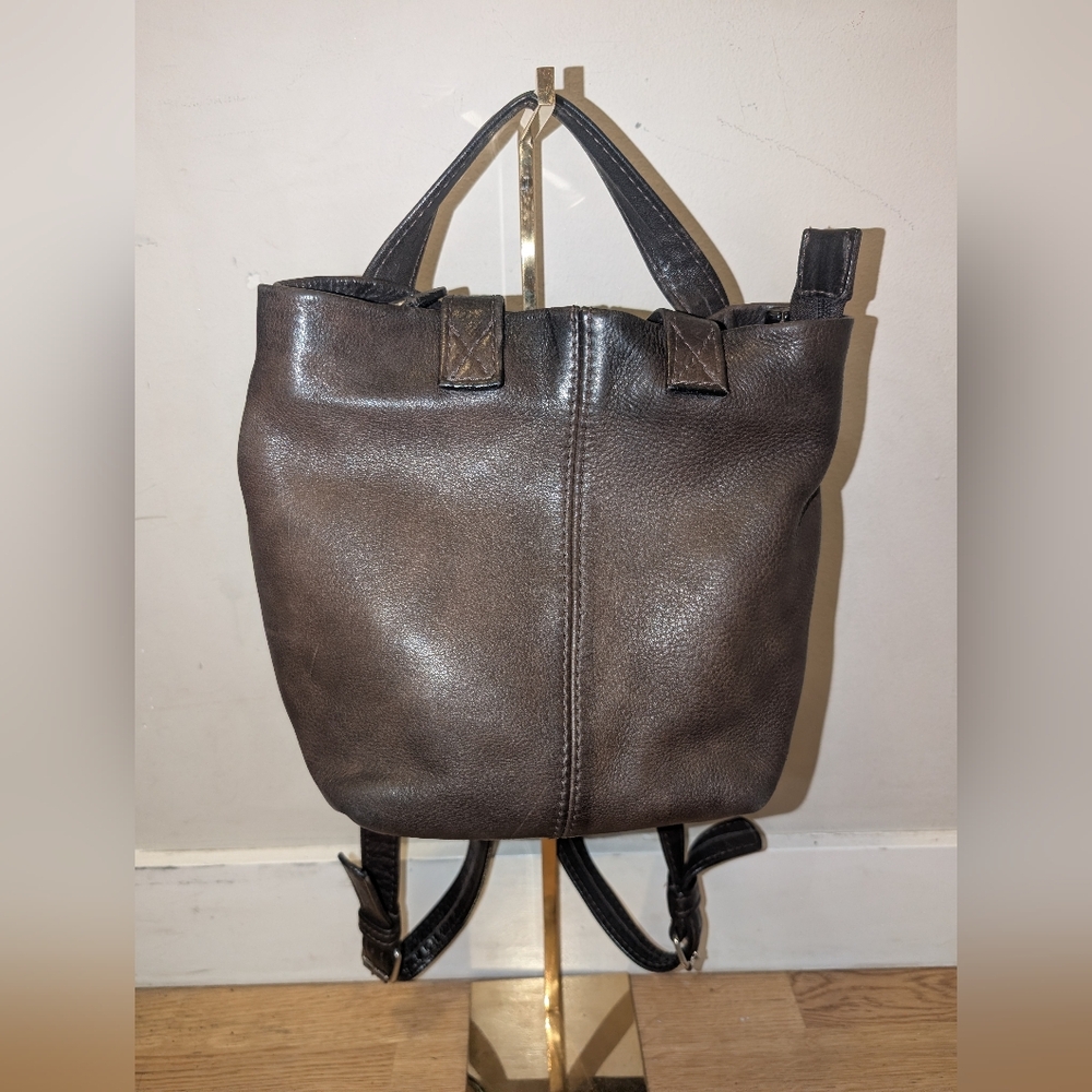 Brown Leather Backpack With Top Strap